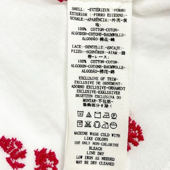 Free People Beautiful Fleur White Pink Floral Embroidered Peasant Top Large - Picture 11 of 11